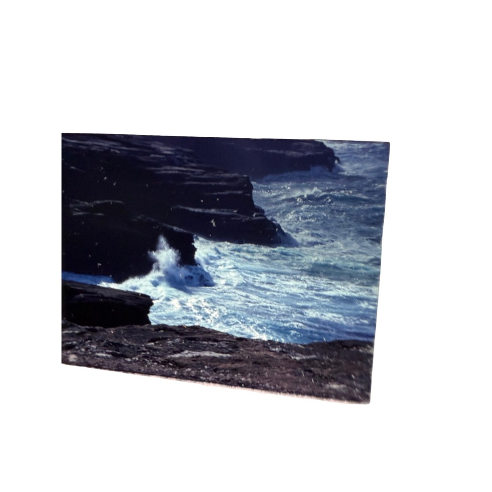 Vintage 35mm Photo Slide Crashing Ocean Waves Dark Coastal Cliffs